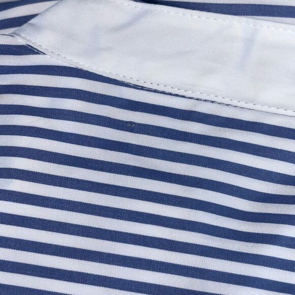 Spanx Poplin Tuxedo Shirt Postal Blue Narrow White Stripe Size Small new - Picture 10 of 13